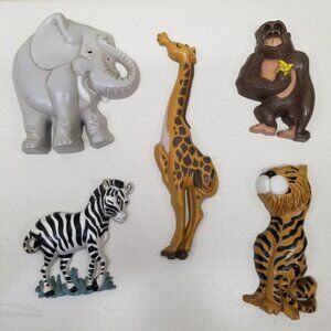 Burwood 5 Piece Nursery Wall Hangings‎ Zoo Animals Jungle Whimsical Plaque
